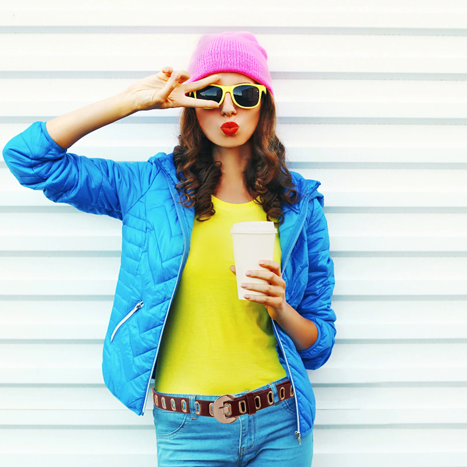 

1Pcs Decorative Belt for Women Fashionable PU Waistband Stylish Buckle Design Daily Wear Outfit Match Work Casual Formal