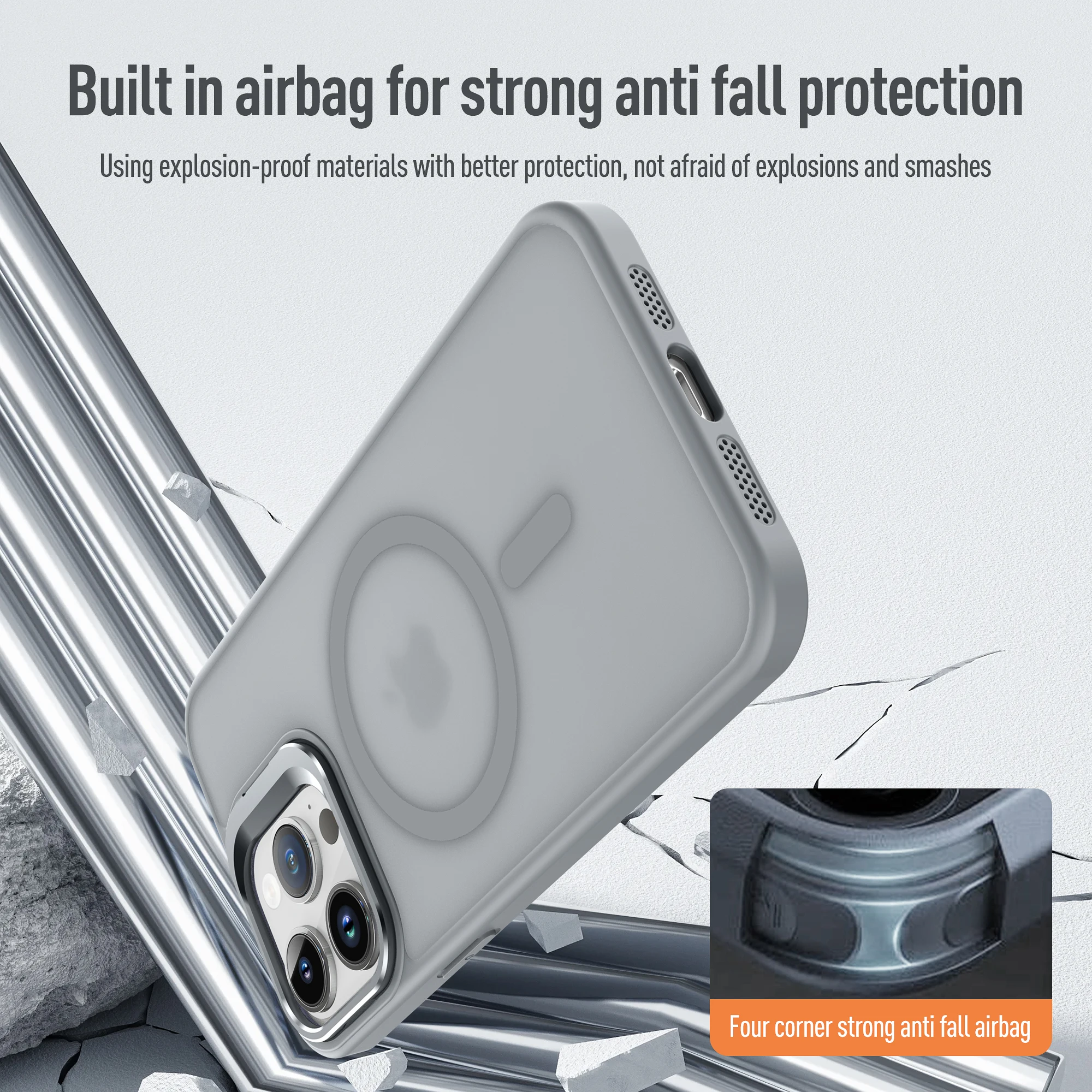 Metal Lens Stand Magnetic For Magsafe Case For iPhone 17 Air 16 15 14 13 12 Mini 11 Pro Max Plus Matte Wireless Charge Cover - náhled 5