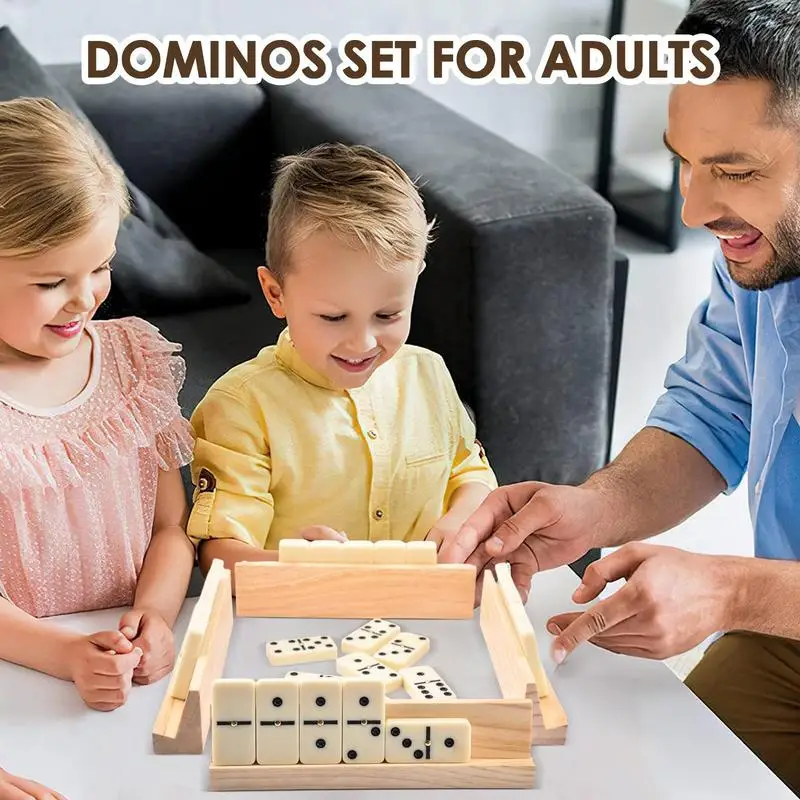 Complete Dominoes Set Children Game 28 Pieces Classic Dominos Easy Carry Traditional Design Dominos Game For Family Friends For