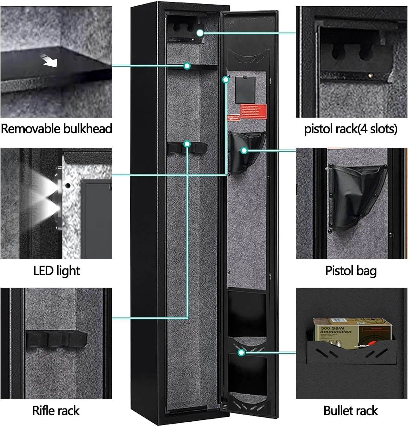 2-3 Gun Safe,Rifle Safe,Gun Safe for Rifles and Pistols,Gun Cabinet for Shotguns,Long Gun Cabinet for Shotguns with Removable St