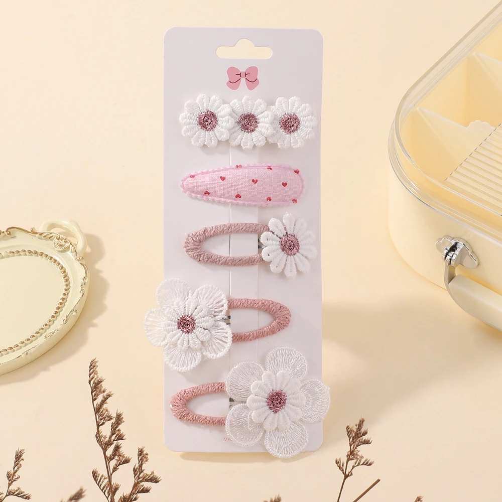 

5Pcs BB Clips Set for Children Sweet Printe Hairbangs Hairclip Girls Barrette Ins Style Daisy Hairpin Ornaments Hair Accessories