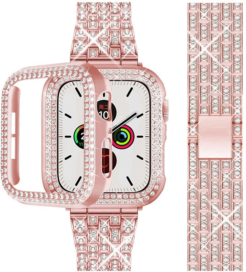 Funda de diamante para Apple Watch, protector de parachoques de PC de 45mm, 41mm, 42mm y 38mm, serie iwatch 9 8 7 6 5 4 3 Se 40mm 44mm, accesorios