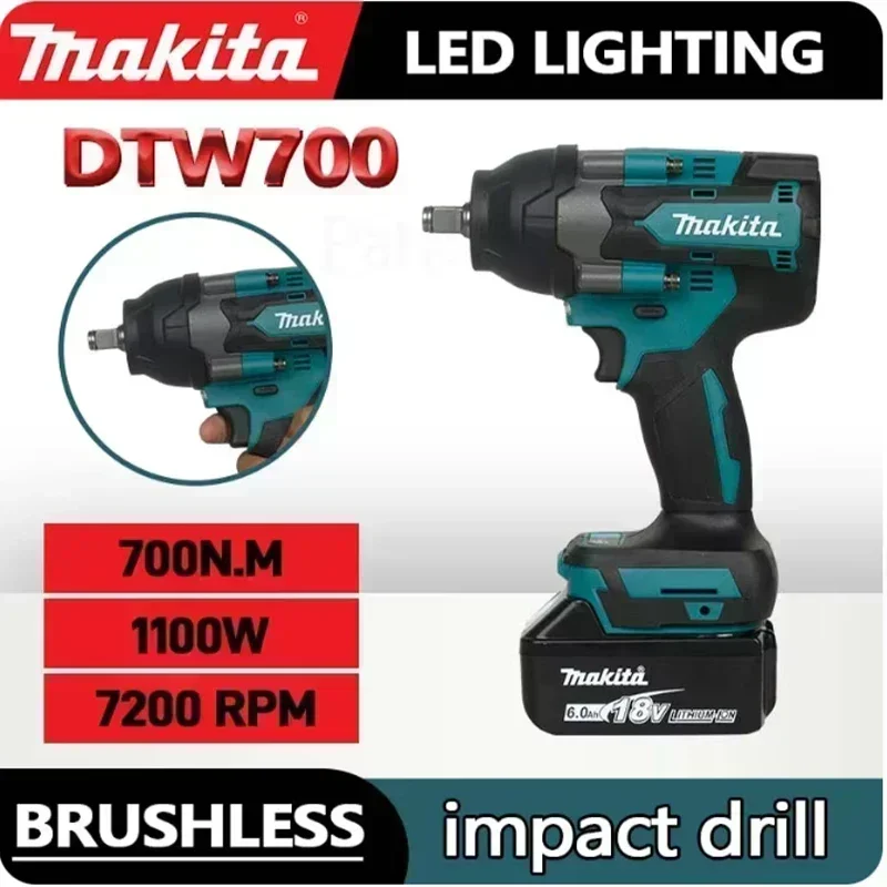 

DTW700 1800 N.M 7200rpm Torque Brushless Electric cordless Impact Wrench 1/2 In Lithium-Ion Battery For Makita 18V Battery