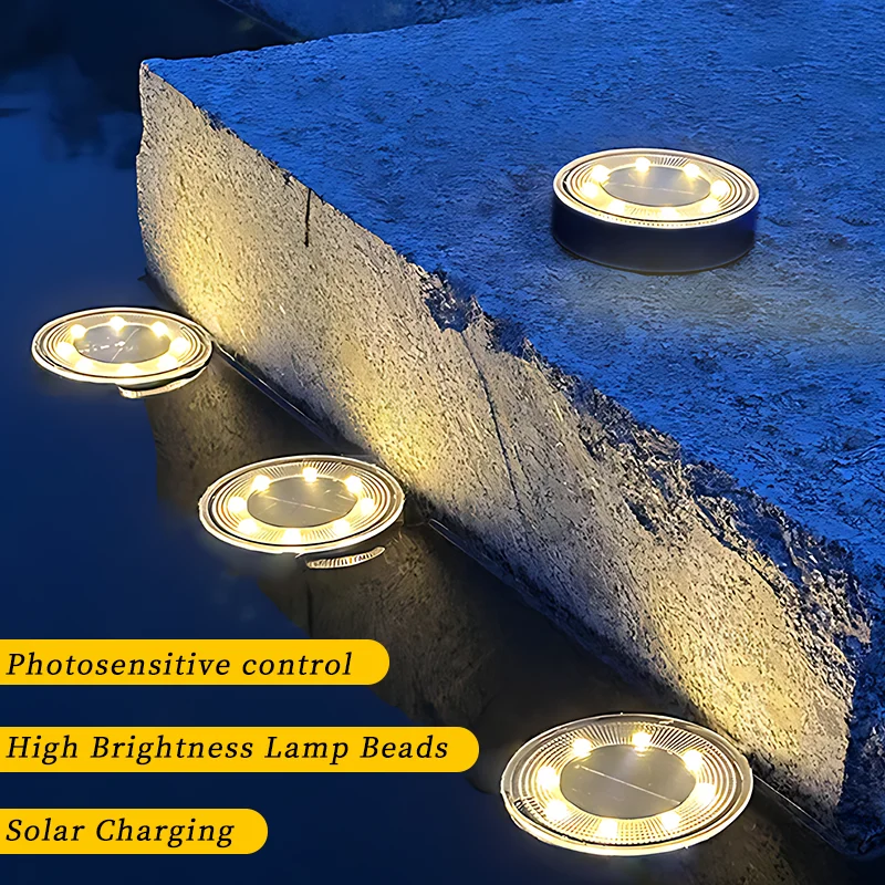 Luz de tierra de energía Solar, iluminación de Control de camino, luces de cubierta para patio al aire libre, entrada, césped, lámpara de decoración de jardín, IP68, resistente al agua