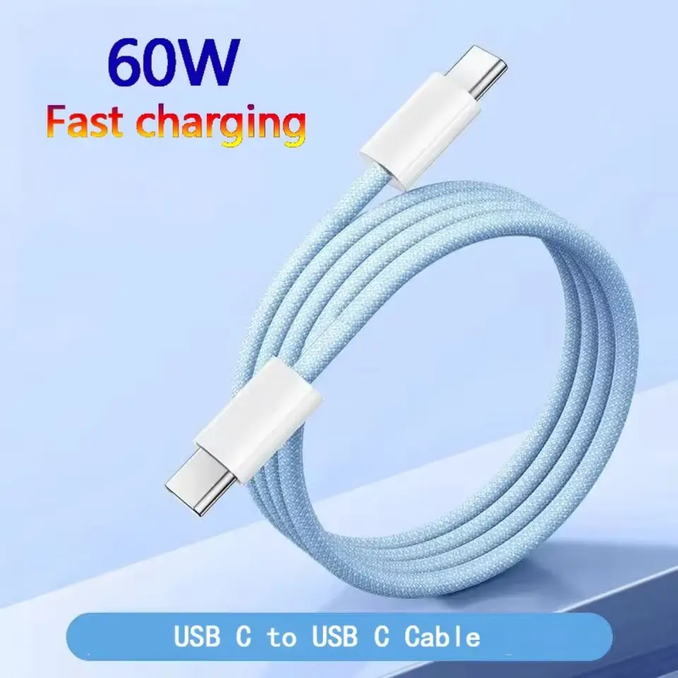 1-5 قطع كابل شحن سريع 60W PD USB-C إلى USB C لهواتف آيفون 17 برو ماكس 16 15 بلس 14 13 12 11 X XS Type C