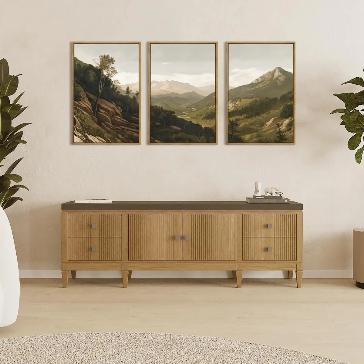 3PCS frameless decorative art print,3pcs/Set Gable Wall, Natural Mountain Landscape Wall Art Canvas Poster Room Interior Home De