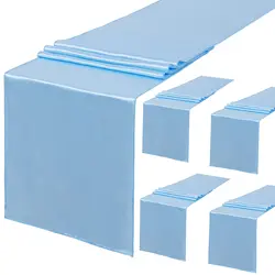5 pezzi Baby Shower Runner da tavola in raso Baby blue 30x275cm fornitura per feste di matrimonio banchetti da pranzo di natale decorazione da tavola di lusso