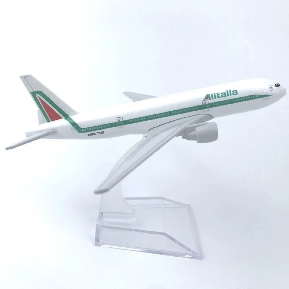 Display Toy 1:400 Aereo in scala metallica 16 cm Modello pressofuso in lega di metallo Alitalia B777 Aereo Airlines Aereo per bambini