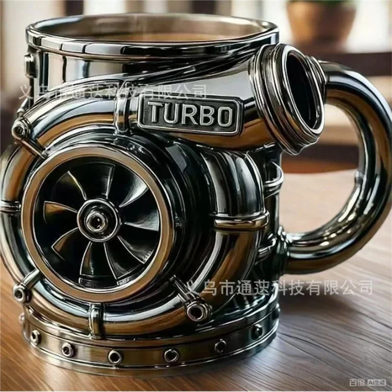Turbocharger Mug Resin Engine Style Coffee Cup Ornament For Car Enthusiasts Office Desk Table Decor Birthday Christmas Gift