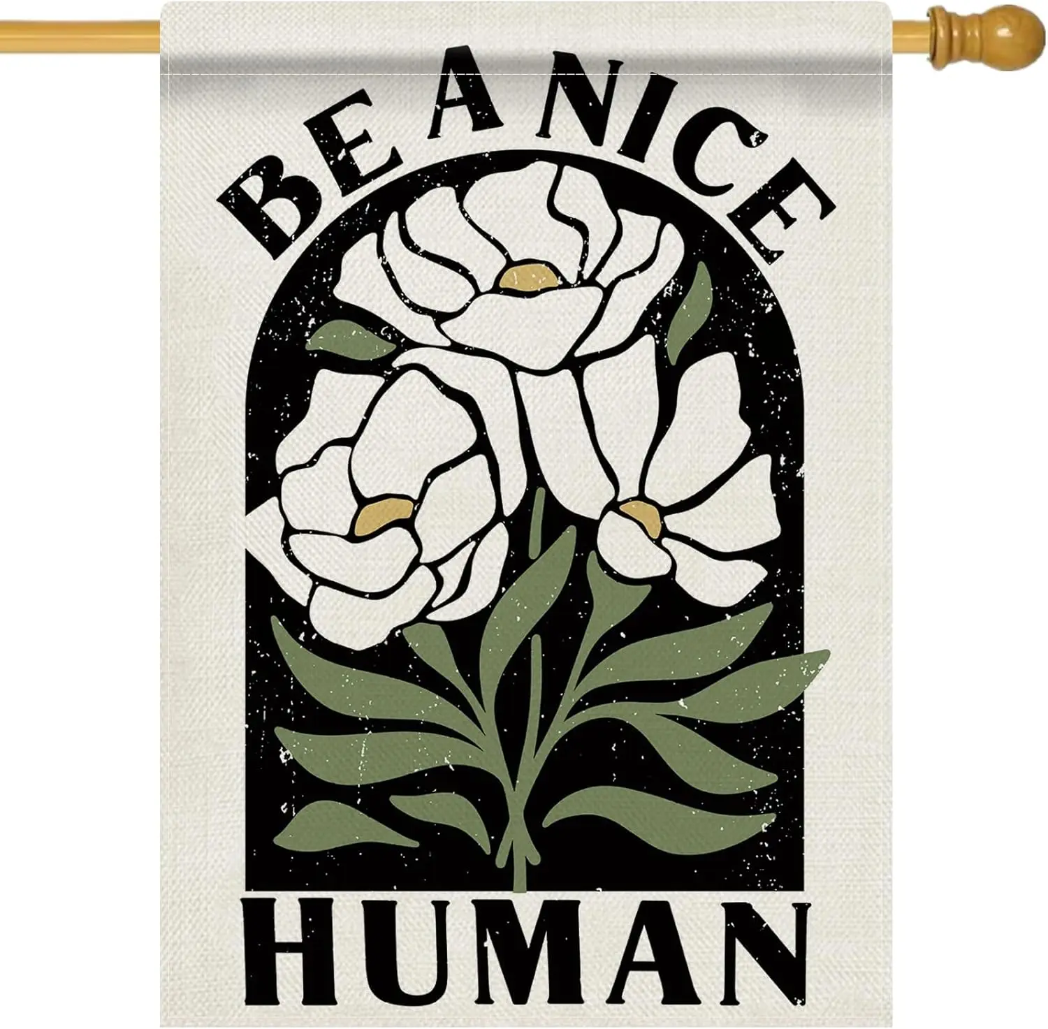 Dyrenson Inspirational Flower 28 x 40 House Flag Double Sided, Motivational Be A Nice Human Floral Garden Yard Decoration, S MMZ
