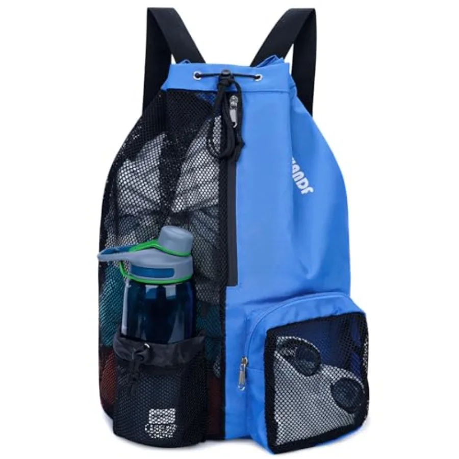Swim Bag Mesh Drawstring Backpack with Wet Pocket for Swimming, Gym, and Workout Gear