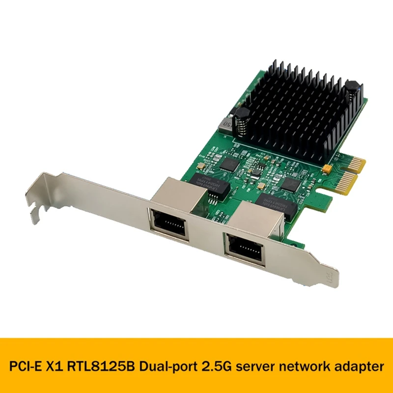 

1 PCS RTL8125B Dual-Port Ethernet Network Card Desktop Server Network Card Green