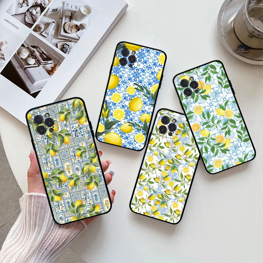 Mediterranean Lemon Phone Case Silicone Soft For Iphone 16 15 14 13 12 11 Pro Mini XS MAX Plus X Cover