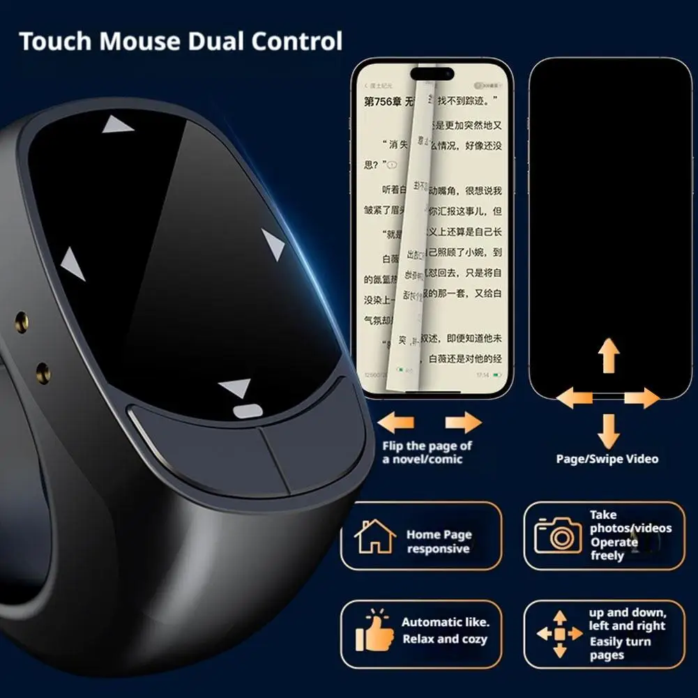 ワイヤレス Bluetooth ページターナーリモコン、電話カメラ用フィンガーシャッターセルフィータイマー、スクロール閲覧読書コントロール I8S2