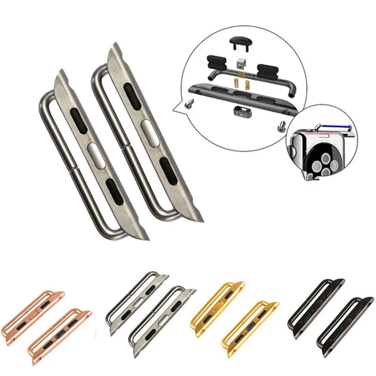 for Apple Watch Connector Smooth High quality Strap Buckle Elbow Classic Adapter Professional Manufacturing  Watch Lugs