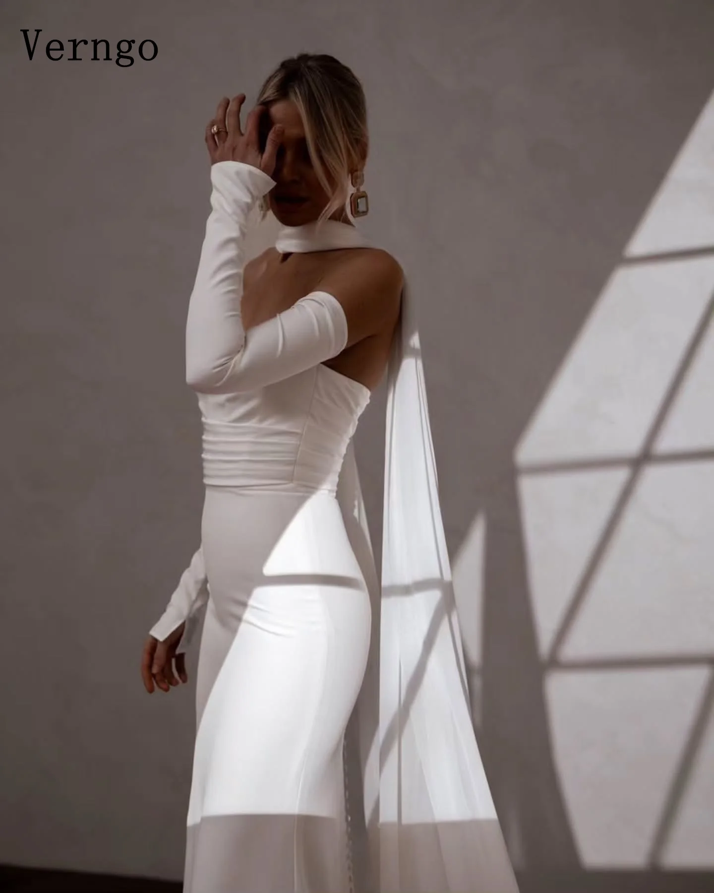 Verngo – robe de mariée Beige, sans bretelles, ligne A, avec traîne, robes de bal élégantes pour femmes, personnalisées
