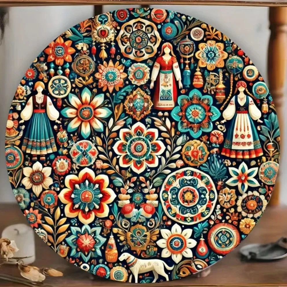 

Russian folk art-themed tinplate painting, making it an ideal gift for art enthusiasts and cultural explorers