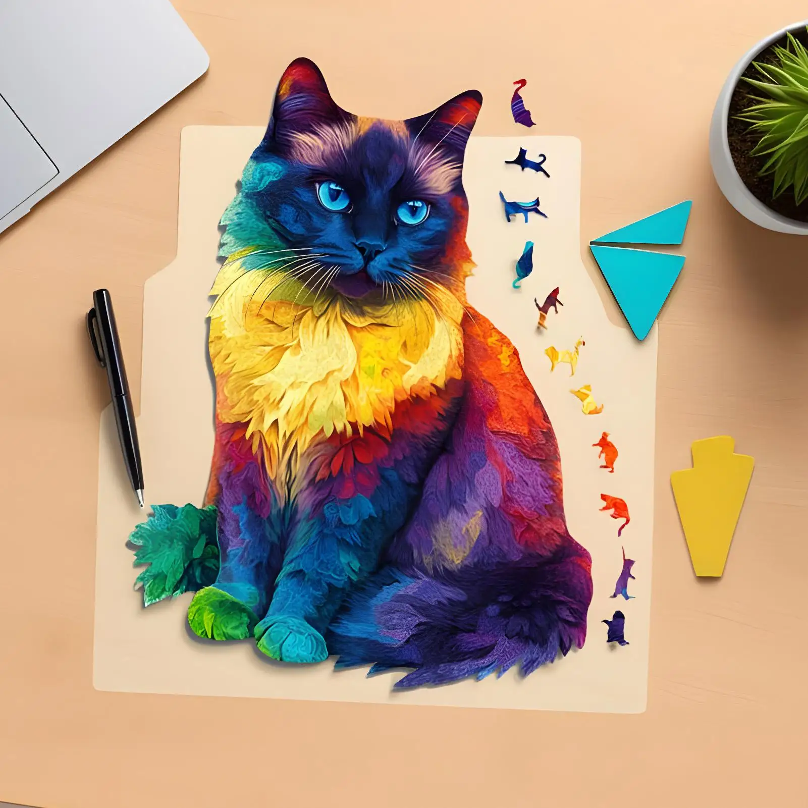 Puzzle di gatti in legno per adulti 201 pezzi Decorazione camera da letto Puzzle di animali irregolari per adulti Adolescenti Amanti dei gatti Collezionisti Famiglia