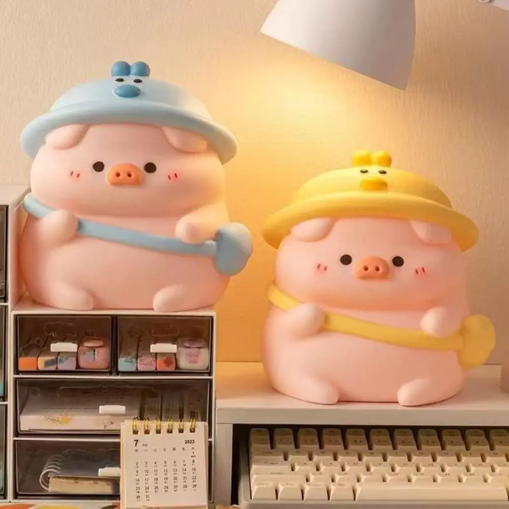 Animal Figurines Vinyl Cartoon Pig Money Box Resistant Fall Large Capacity Saving Box Kawaii Funny Cute Piggy Bank Children Use
