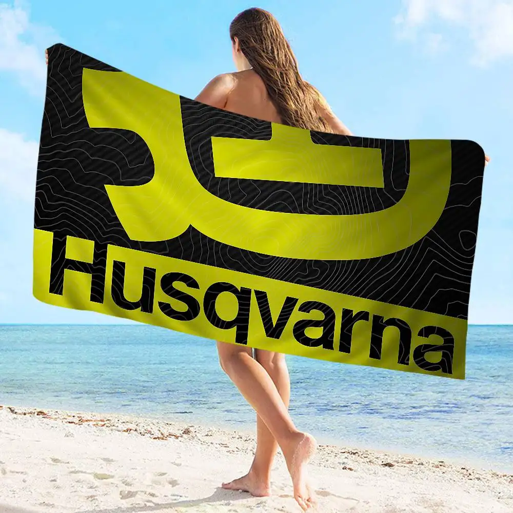 H-Husqvarnas Logo Microfiber Blanket Quick Drying Beach Towels Oversized Printing Super Absorbent Pool Towel Blanket view 3