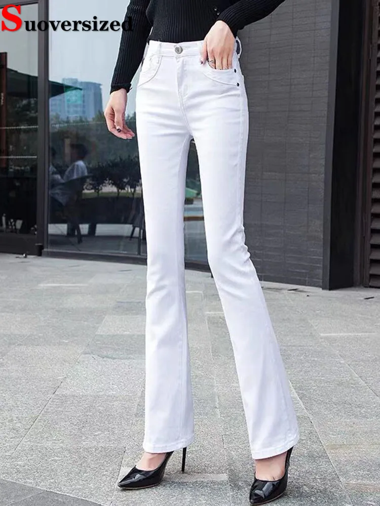 Candy Color Skinny High Waist Flare Jeans Women Spring Fall Korean Stretch Denim Pants Vintage Ankle Length Formal Kot Pantolon