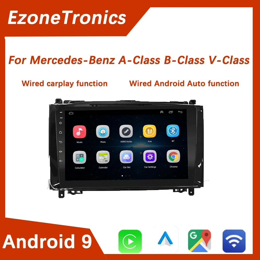 Carplay Android 9.0 Radio for Mercedes-Benz A-Class W169 2004-2012 B-Class W245 2004-2012 V Class W639 2006-2014