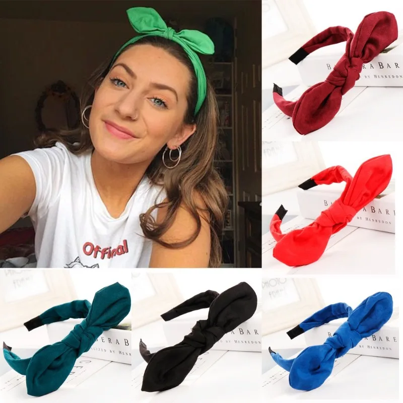 

Fashion Bow Hair Band for Women Knotted Headband Girls Vintage Simple Hairband Head Hoop Hair Accessories