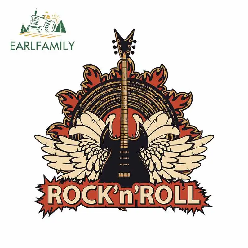 EARLFAMILY 13cm X 12.9cm For Rock And Roll Banner Car Graffiti Sticker Fashion Fine Decal Occlusion Scratch Vinyl Stickers Decor
