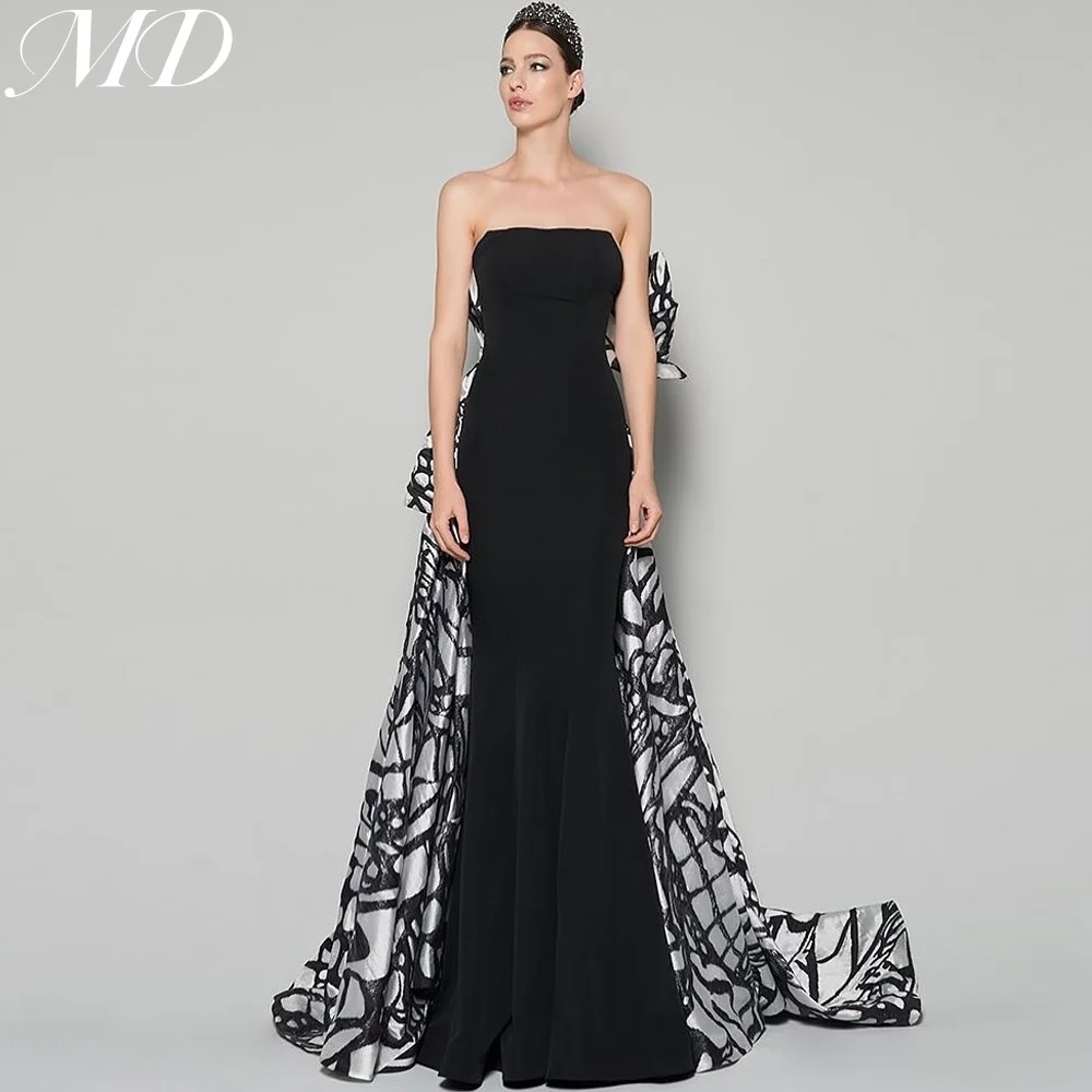 

MD Modern New Mermaid Spider Web Print Tail Evening Gown Pleat Trumpet Special occasion Dress فساتين سهرة customised 2