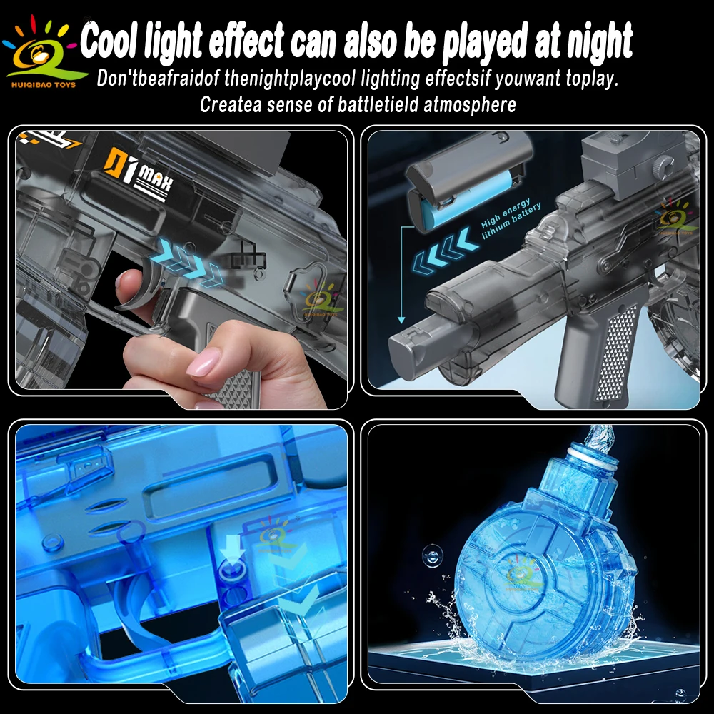 Nuevo AK, pistola de agua iluminada de segunda generación, juguete de verano para exteriores, playa, piscina, juego de batalla, pistola de agua de juguete para adultos y niños