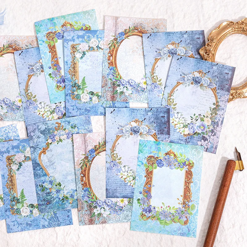 

80Pieces Note Pad Table Border ledger Flower Sticky diy Mirror Scrapbook Handmade Plant Decoration Collage Paper 11*8CM