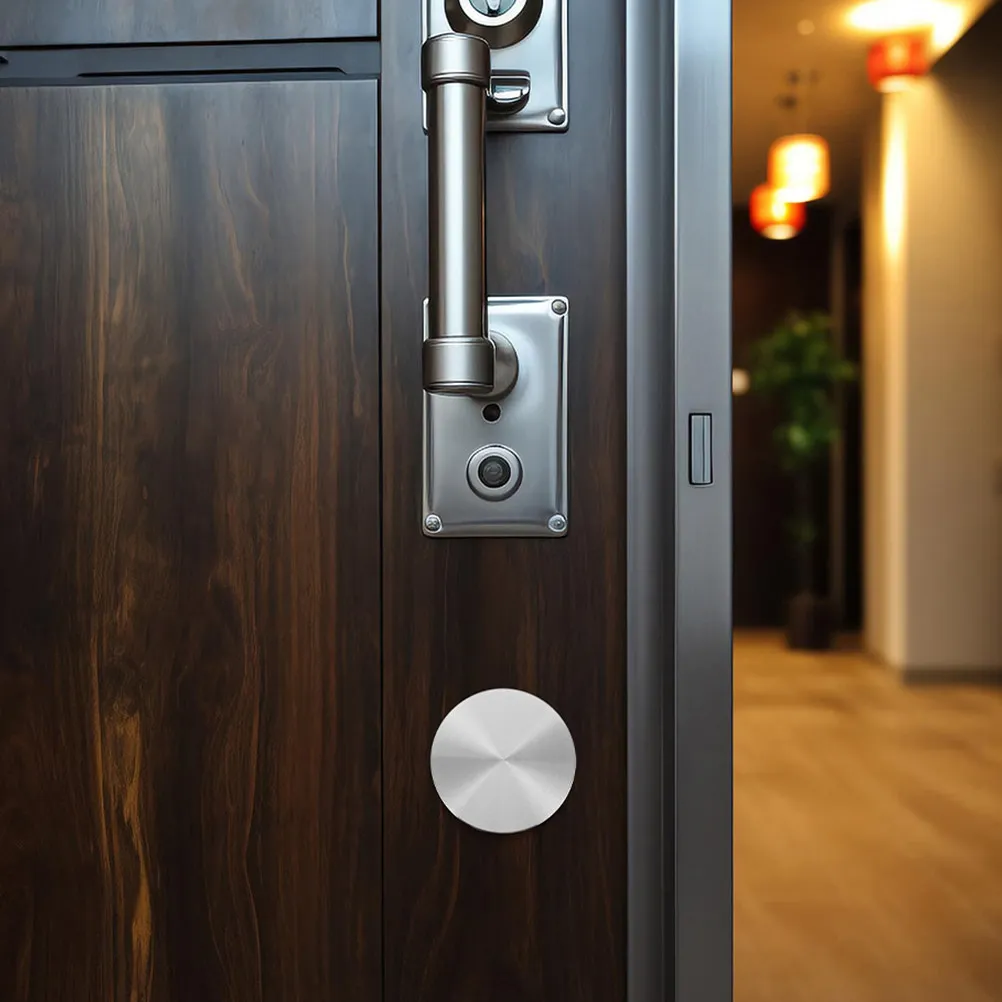 2Pcs Stainless Steel Door Hole Decorative Cover Plate for Fingerprint Lock Hole Security Front Door Enhancement Round Metal