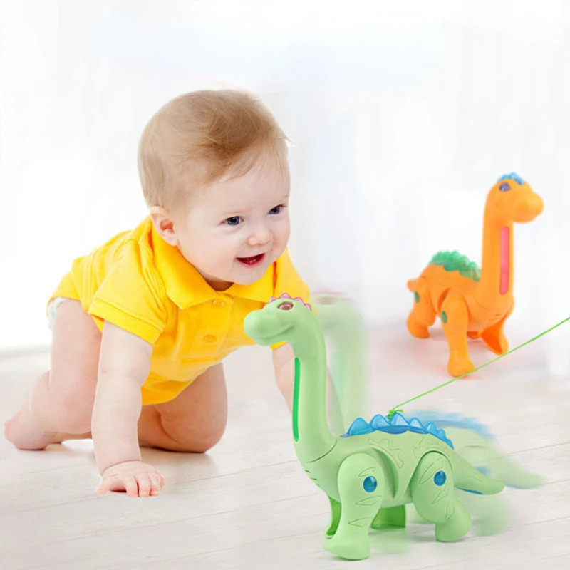 1PC Electronic Dinosaur Toys Cartoon Dinosaur Rope Lighting Toy Interactive Animal Walk Music Toys for Children Gifts