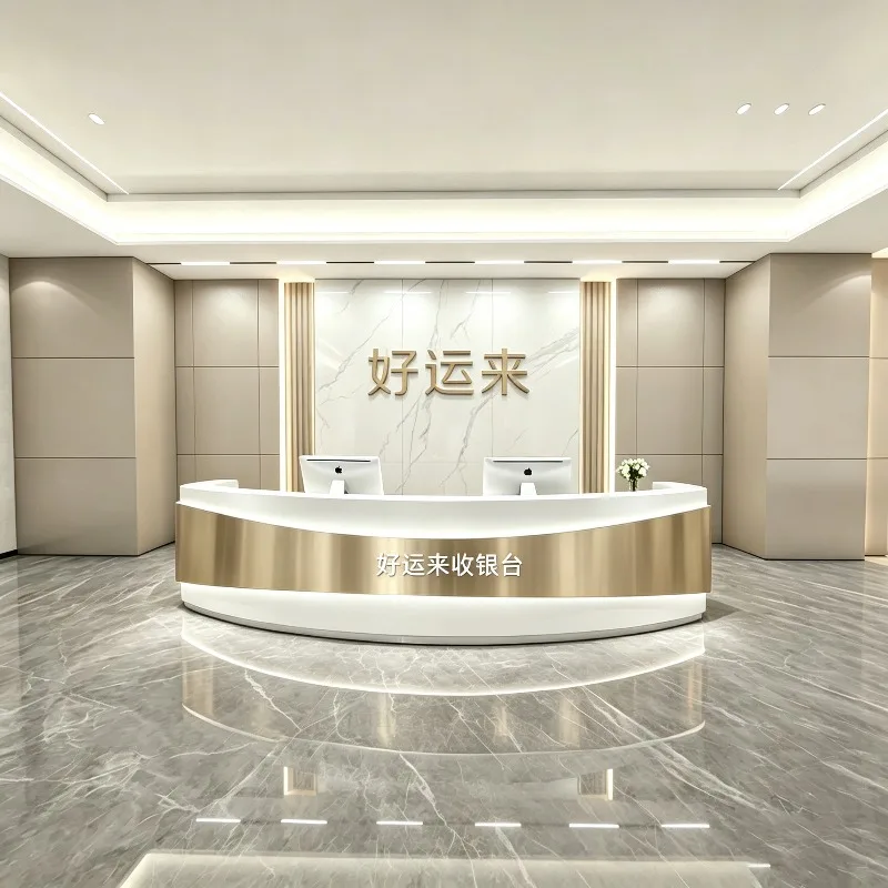 Luxury Industrial Reception Desks Modern Company Welcome Display Reception Desks Design Long Mostrador Commercial Furniture