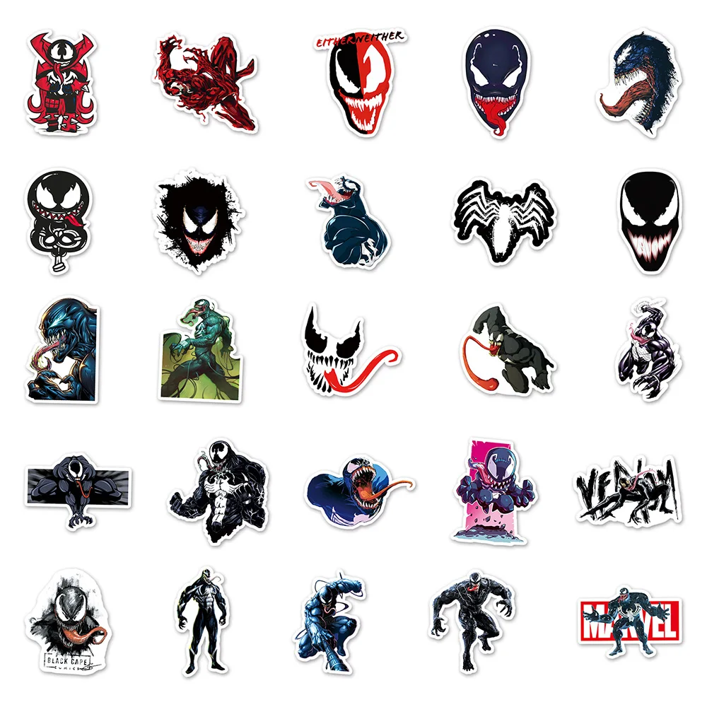 10/30/50PCS Anime Disney Movie Venom Cartoon Stickers DIY Phone Car Bike Bottle Skateboard PVC Graffiti Decals Fun for Kid Toys