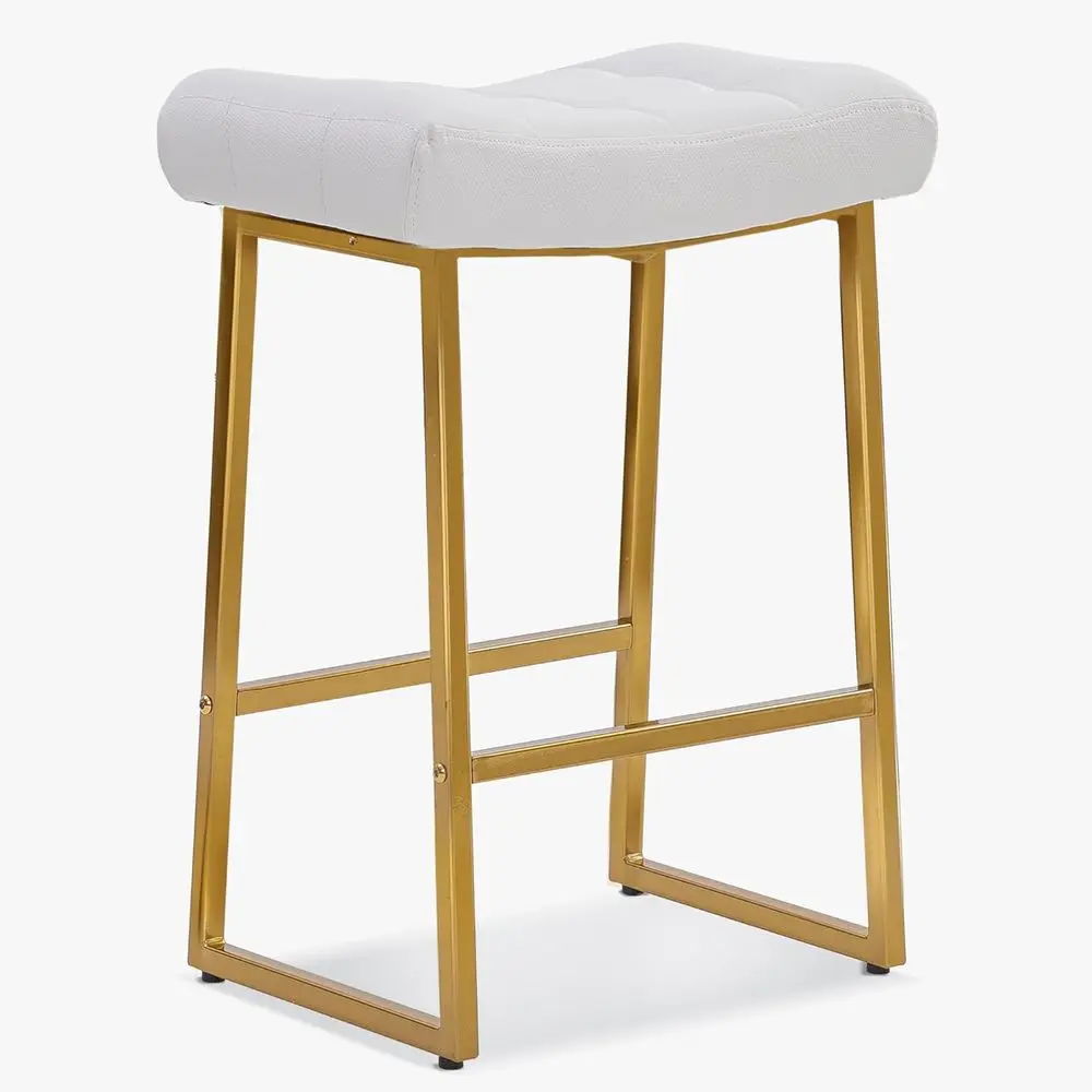 Upholstered Leather Seat Metal 24 Counter Height Bar Stool with Backrest