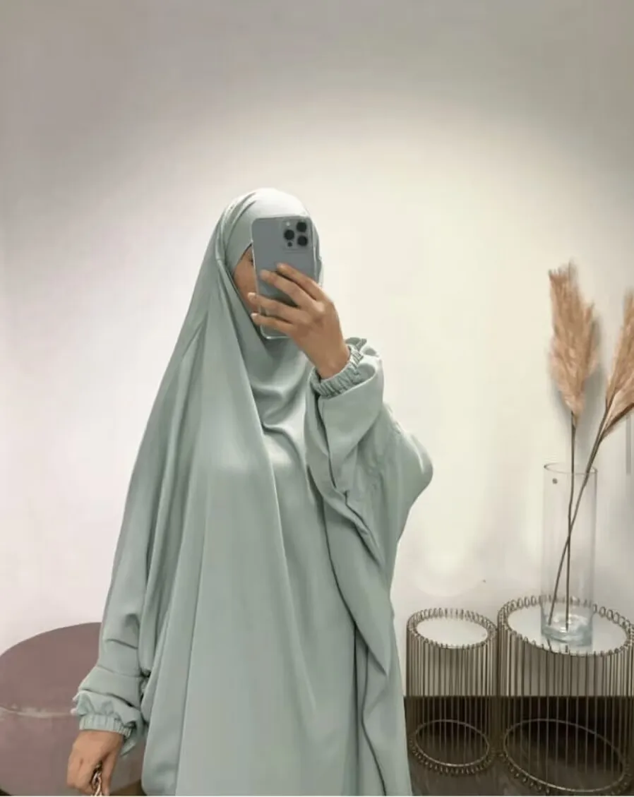 Women\'s Hooded Sports Suit Muslim two-piece Jilbab Eid Prayer Wear abaya with pants Long Khimar Full Cover Robe