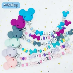 Kostenlose handgemachte personalisierte Name Baby Schnuller Clips Ketten Silikon Perlen Beißring Zahnen Spielzeug Schnuller Halter Schnuller Kette Geschenk