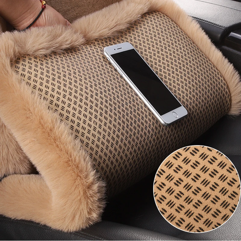 2/3/4pcs Super Soft Fluffy Rabbit Faux Fur Car Seat Cover Winter Plush Warm Thick Home Car Seat Cushion Pad Neck/Waist Pillow