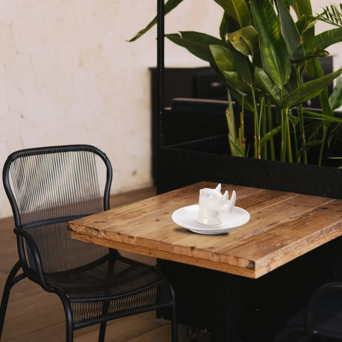 

Rhinoceros Shaped Ceramic Tray Jewelry Organizer Stylish Desktop Ornament White Household Crafts Jewelry Storage Tray