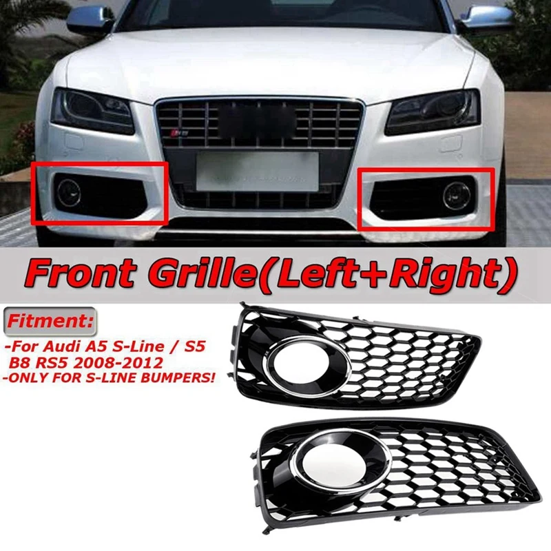 Front Bumper Fog Light Grille 8T0807681B 8T0807681D For  A5 S-Line S5 B8 RS5 2008-2012