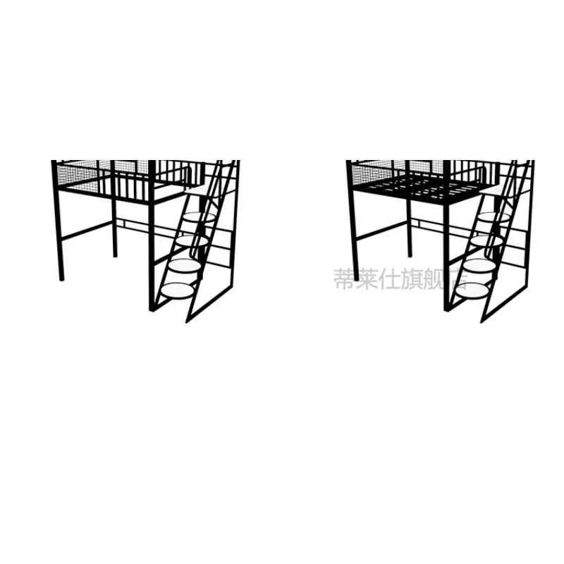 Tiresh wrought iron elevated bed linen upper floor bed lower table space saving duplex apartment LOFT pavilion bed modern