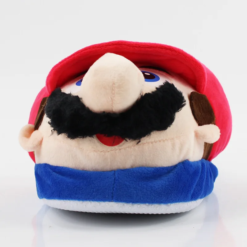 27CM Super Mario Cartoon Luigi Home Couple Plush Slippers Anime Figure Home Non-slip Warm Cotton Free Size Slippers