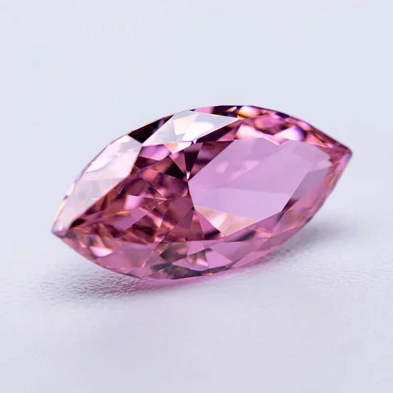 Cubic Zirconia Crushed Ice Cut Dark Pink Color Marquise Shape Charms Beads for Diy Jewelry Making Rings Materials No Certificate