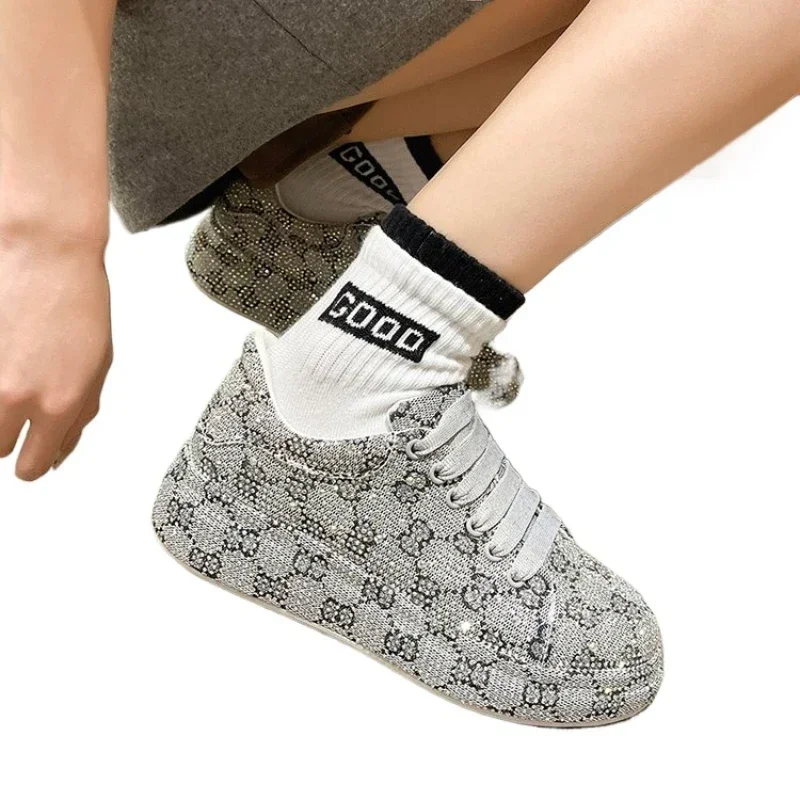 Women Flat Loafers Woman Rhinestone Shoes Female Autumn Sports Shoes Casual Platform Glitter Design Slip On Shoes Dropshipping