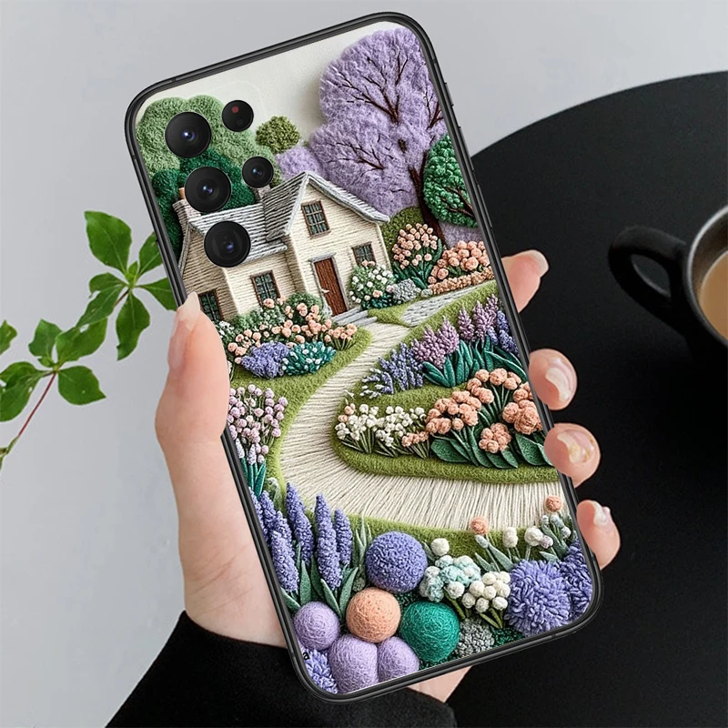 

Phone Case For Samsung A55 A16 A56 A36 A35 A15 A53 A54 A33 A34 A25 A05S A52 A52S A14 A26 A71 Cozy Crochet Winter Village Art