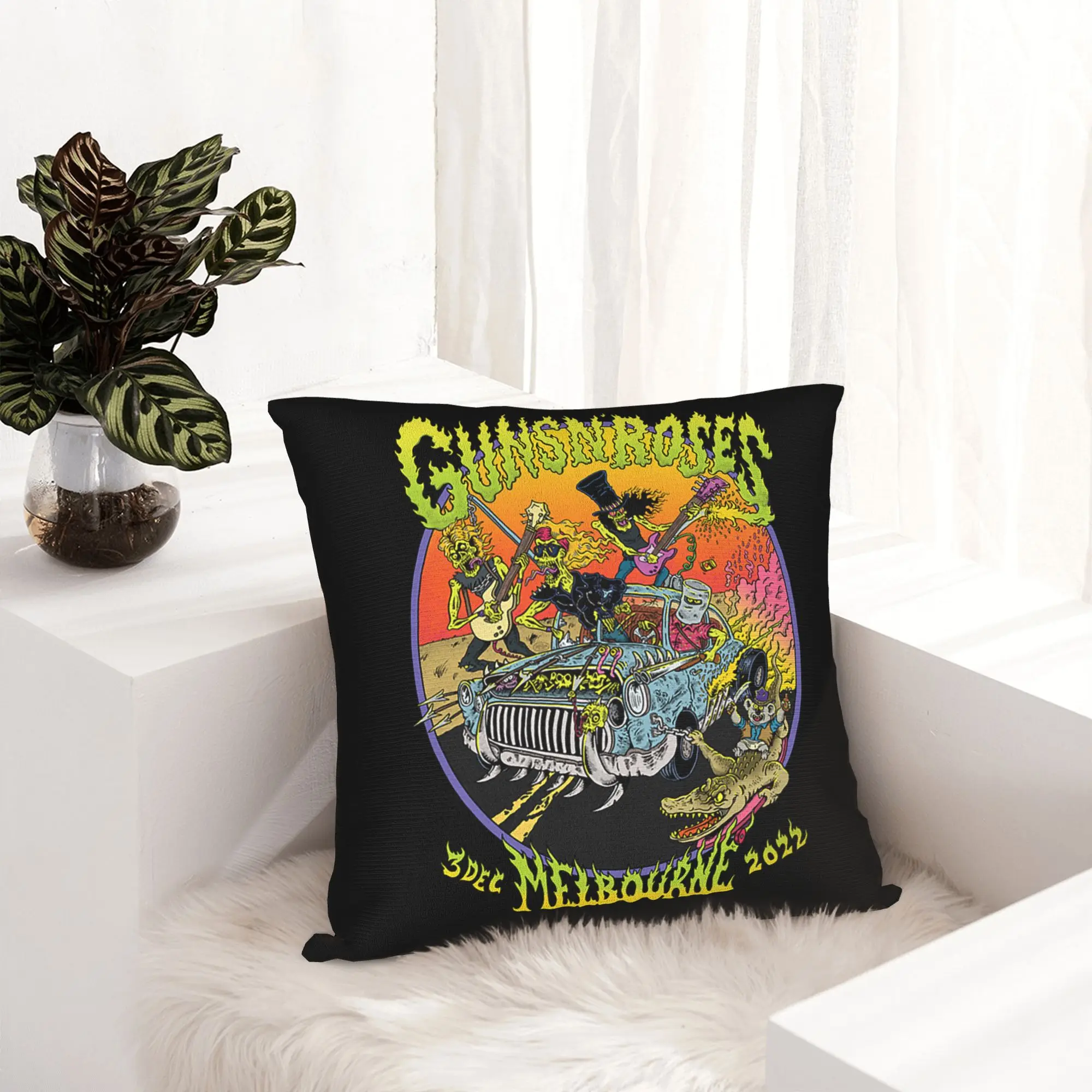 Rock Music Band G-Guns N Roses Pillowcase Printing Fabric Cushion Cover Decor  Throw Pillow Case Cover Home Zippered 45*45cm