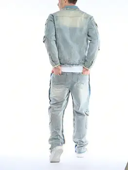 High-Quality Men's Washed Denim Two-Piece Set (Jeans + Denim Jacket) - Autumn & Winter Style 2