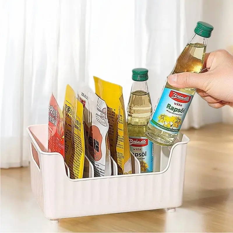 

1pc Clear Plastic Seasoning Storage Box With 5 Adjustable Divider Versatile Kitchen Organizer For Spices, Snacks And Small Items