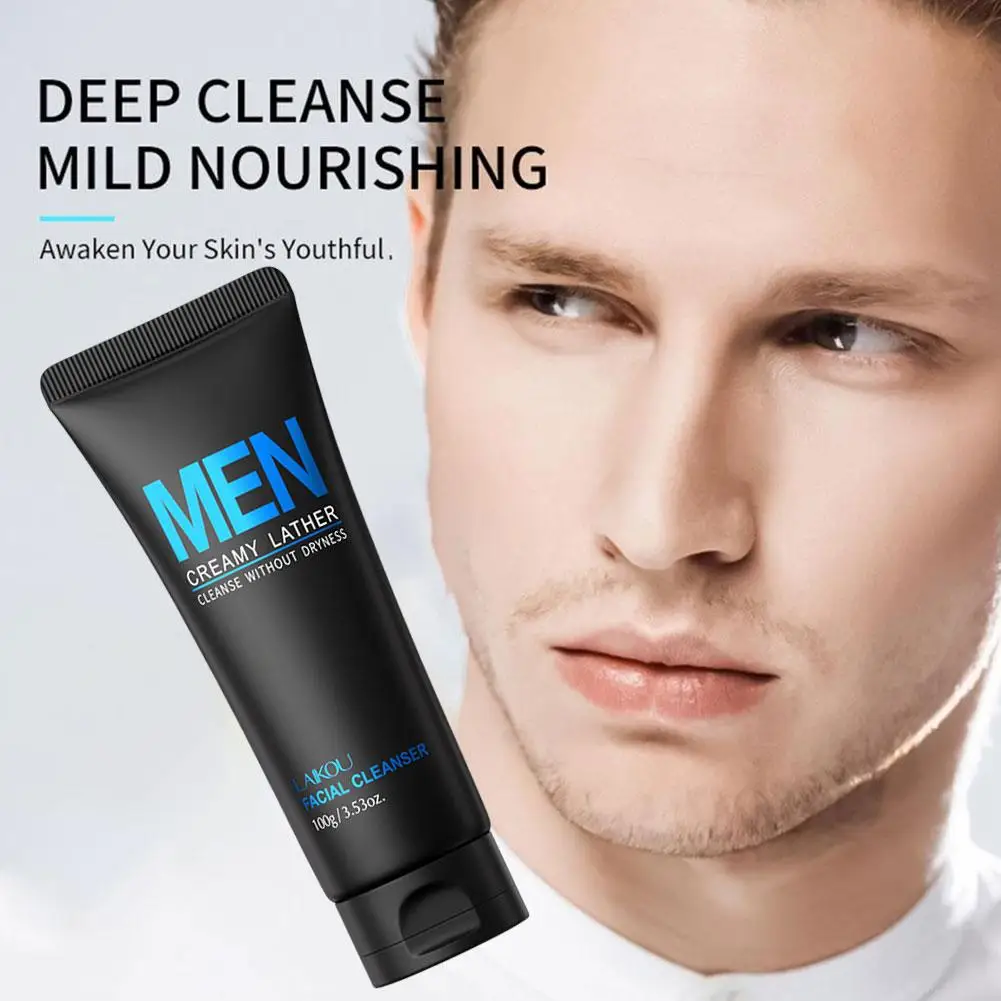 Lavado facial de limpieza profunda para hombres 100 g, control de aceite, minimizador de poros, limpiador facial hidratante para pieles grasas, refrescante sin secado